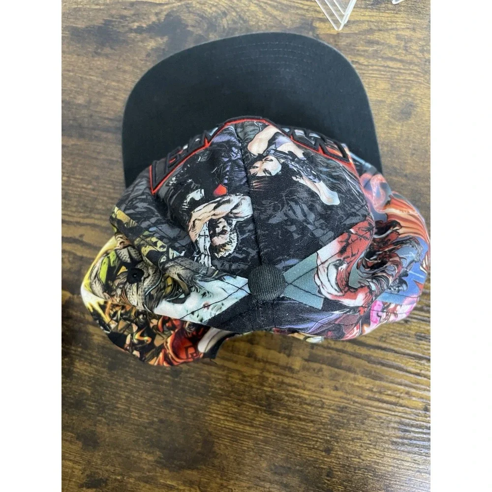 Marvel Comics Snapback Hat Adult All Over Print Embroidered Logo Flat Brim Cap